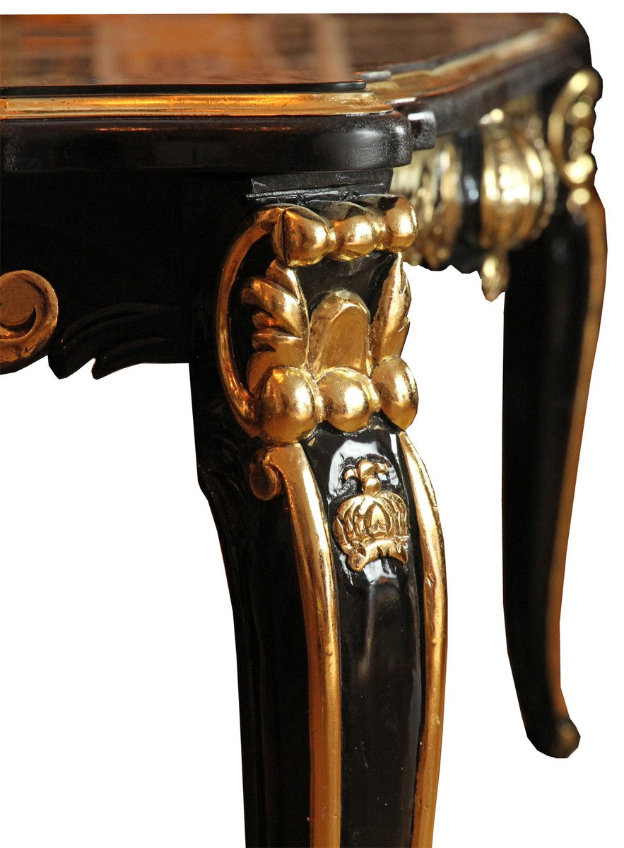 Pompöös by Barock Luxus Esstisch mit Glasplatte Schwarz / Gold 180 x 100 cm - Pompööser Barock Esstisch designed by Harald Glööckler