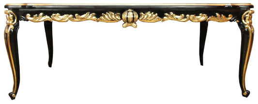 Pompöös by Barock Luxus Esstisch mit Glasplatte Schwarz / Gold 200 x 100 cm - Pompööser Barock Esstisch designed by Harald Glööckler