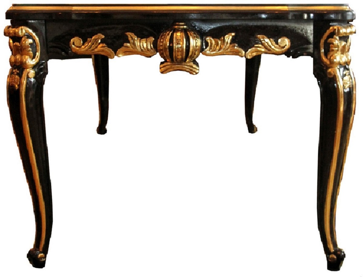 Pompöös by Barock Luxus Esszimmer Set Gold / Schwarz - Pompööser Barock Esstisch mit Glasplatte und 6 Barock Esszimmerstühle designed by Harald Glööckler - Barock Möbel