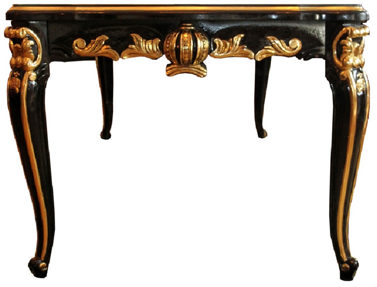 Pompöös by Barock Luxus Esszimmer Set Krone Gold / Schwarz - Pompööser Barock Esstisch mit Glasplatte und 8 Stühlen designed by Harald Glööckler - Esszimmer Möbel im Barockstil