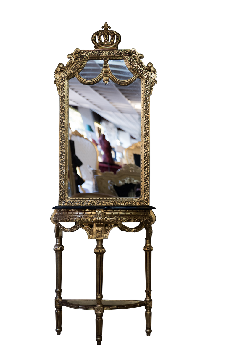 Pompöös by Barock Spiegelkonsole mit Marmorplatte Gold / Schwarz - Pompööse Barock Spiegelkonsole designed by Harald Glööckler