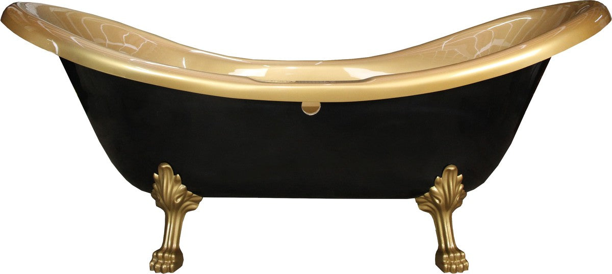 Pompöös by Luxus Badewanne Deluxe von Harald Glööckler Schwarz / Gold / Gold 2020mm mit goldfarbenen Löwenfüssen
