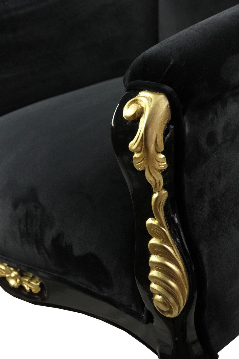 Pompöös by Luxus Barock Sessel Bergere Schwarz / Gold mit Goldkrone - Pompööser Barock Sessel designed by Harald Glööckler