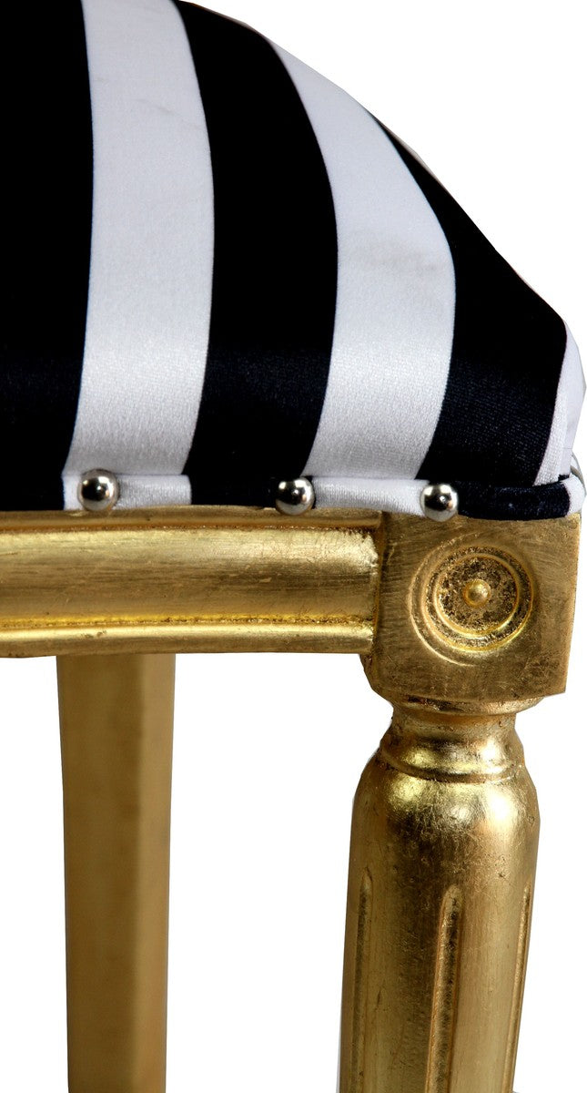 Pompöös by Luxus Barock Esszimmer Stuhl Schwarz / Weiß Streifen / Gold - Pink Lips - Pompööser Barock Stuhl designed by Harald Glööckler