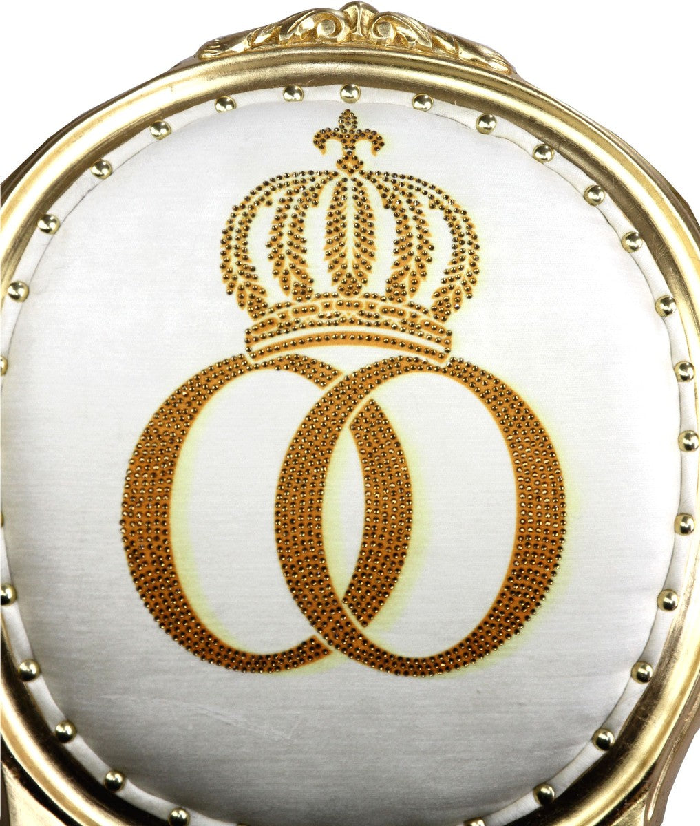 Pompöös by Luxus Barock Esszimmer Stuhl Kunstfell Schwarz / Gold Krone mit Glitzersteinen - Pompööser Barock Stuhl designed by Harald Glööckler