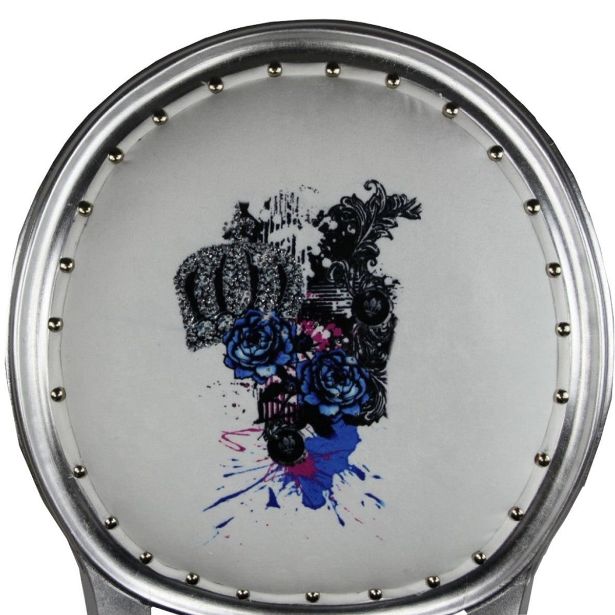 Pompöös by Luxus Barock Esszimmerstühle Schwarz / Weiß / Silber 50 x 60 x H. 104 cm - Pompööse Barock Stühle designed by Harald Glööckler - 4 Esszimmerstühle