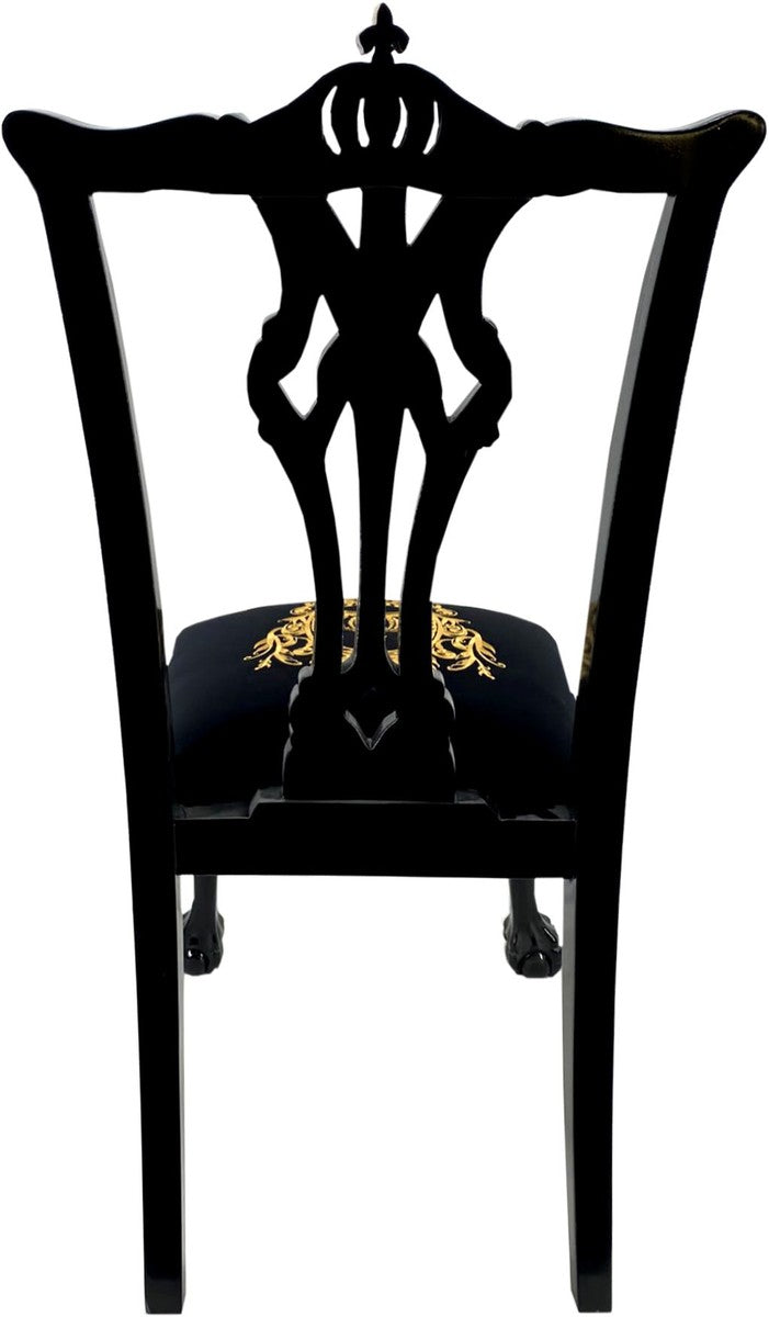 Pompöös by Luxus Barock Esszimmerstühle Schwarz / Gold - Pompööse Barock Stühle designed by Harald Glööckler - 6 Esszimmerstühle - Barock Esszimmer Möbel