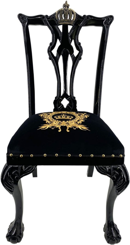 Pompöös by Luxus Barock Esszimmerstuhl Schwarz / Gold - Pompööser Barock Stuhl designed by Harald Glööckler - Barock Esszimmer Möbel