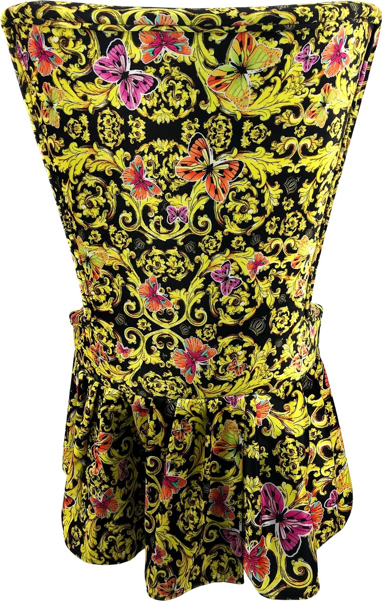 Pompöös by Luxus Barock Schloss Esszimmerstühle Butterflies & Flowers Mehrfarbig / Schwarz / Gold - Pompööse Barock Stühle designed by Harald Glööckler - 4 Esszimmerstühle - Barock Möbel