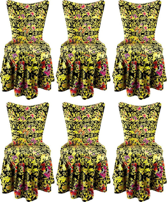 Pompöös by Luxus Barock Schloss Esszimmerstühle Butterflies & Flowers Mehrfarbig / Schwarz / Gold - Pompööse Barock Stühle designed by Harald Glööckler - 6 Esszimmerstühle - Barock Möbel