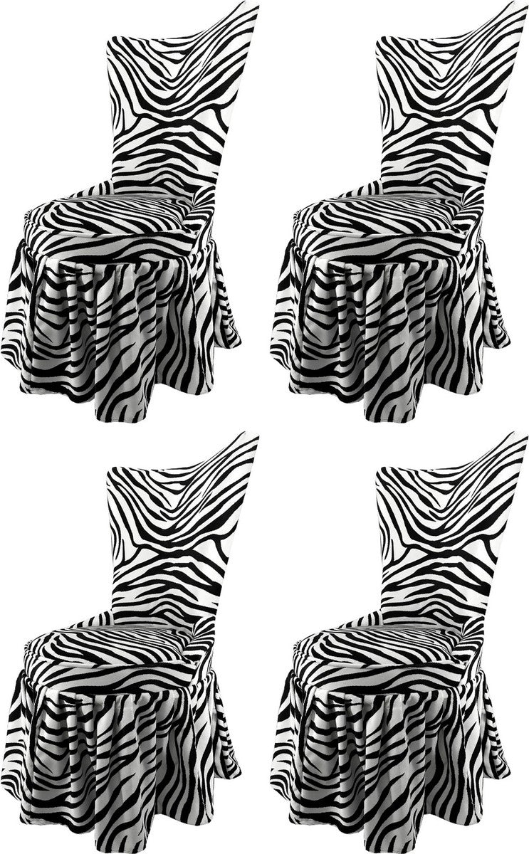 Pompöös by Luxus Barock Schloss Esszimmerstühle Zebra Schwarz / Weiß - Pompööse Barock Stühle designed by Harald Glööckler - 4 Esszimmerstühle - Barock Möbel