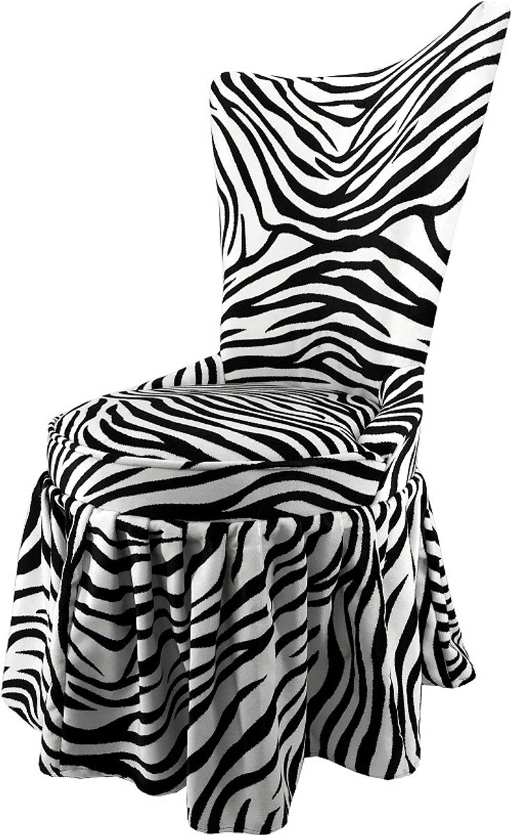 Pompöös by Luxus Barock Schloss Esszimmerstuhl Zebra Schwarz / Weiß - Pompööser Barock Stuhl designed by Harald Glööckler