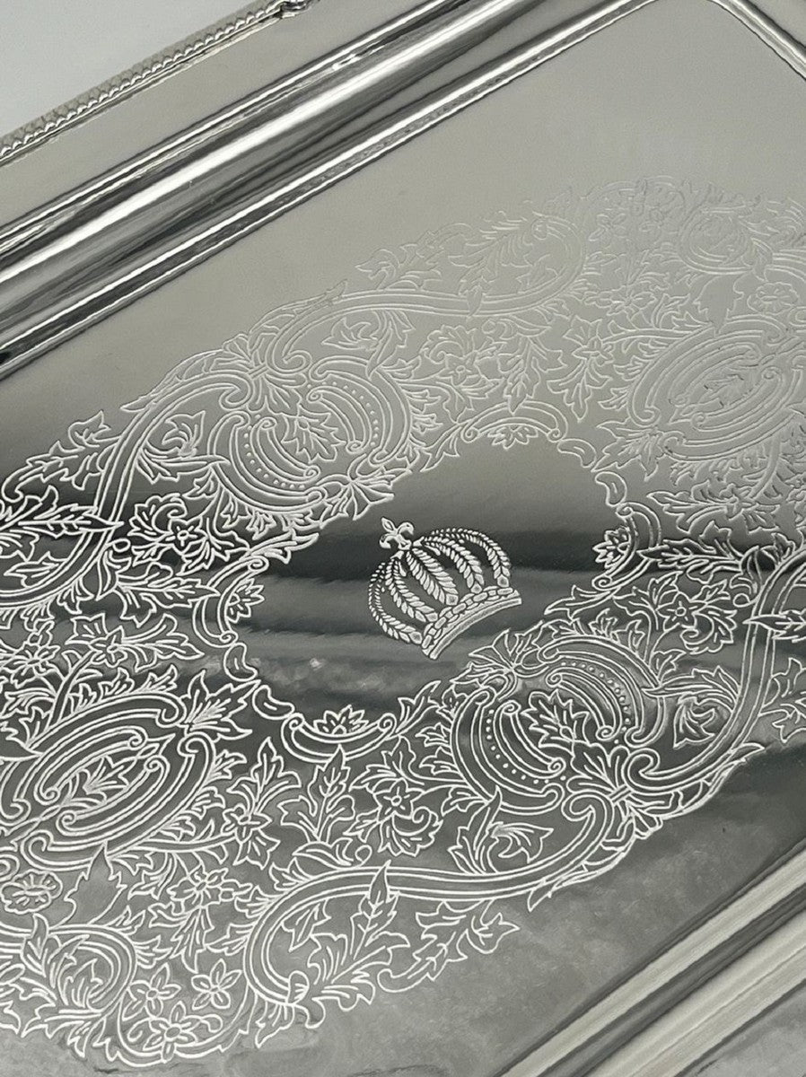 Pompöös by Luxus Barock Serviertablett Krone Silber 47 cm - designed by Harald Glööckler