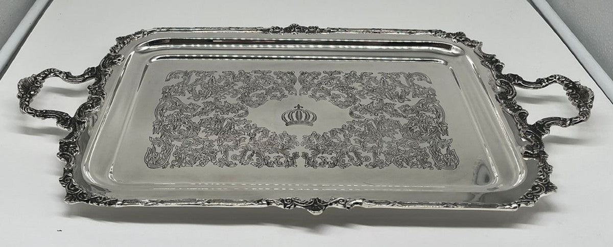 Pompöös by Luxus Barock Serviertablett Krone Silber 52 cm - designed by Harald Glööckler