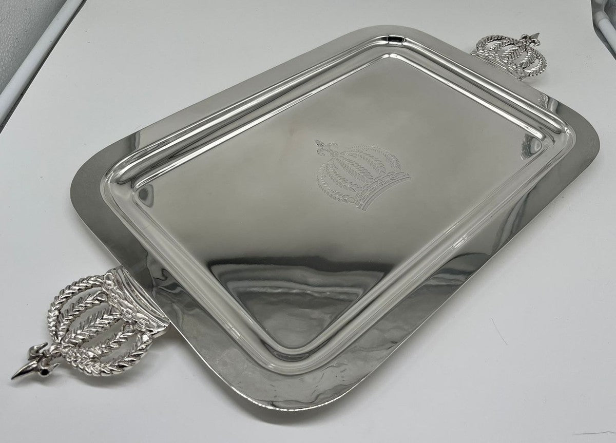 Pompöös by Luxus Barock Serviertablett Krone Silber 42 cm - designed by Harald Glööckler