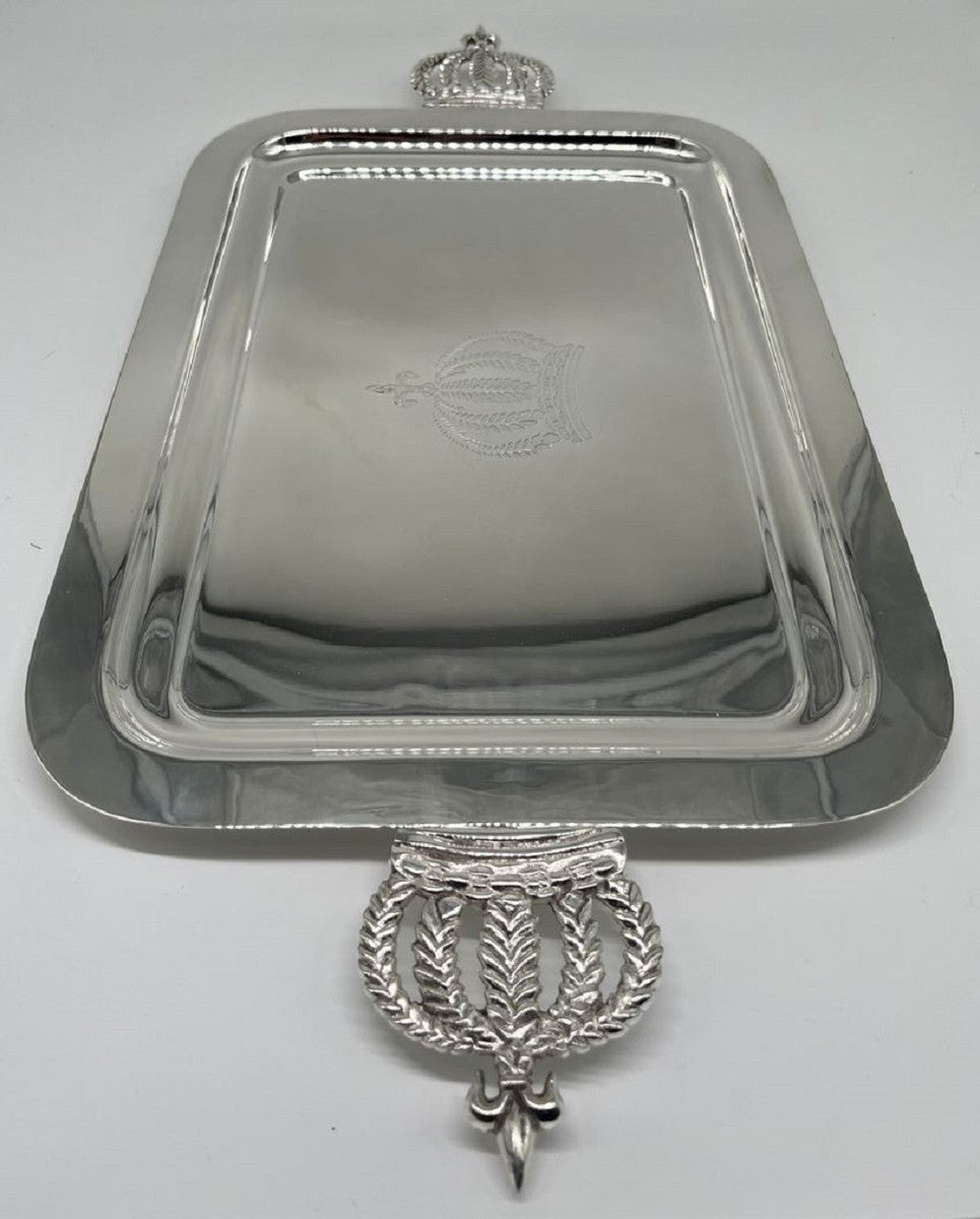 Pompöös by Luxus Barock Serviertablett Krone Silber 42 cm - designed by Harald Glööckler