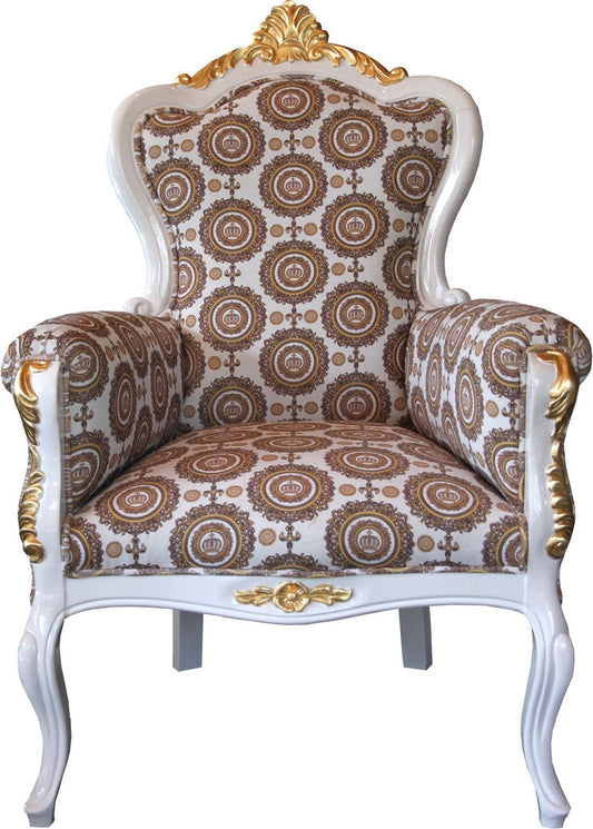 Pompöös by Luxus Barock Sessel Bergere Beige / Weiss / Gold - Pompööser Barock Sessel designed by Harald Glööckler