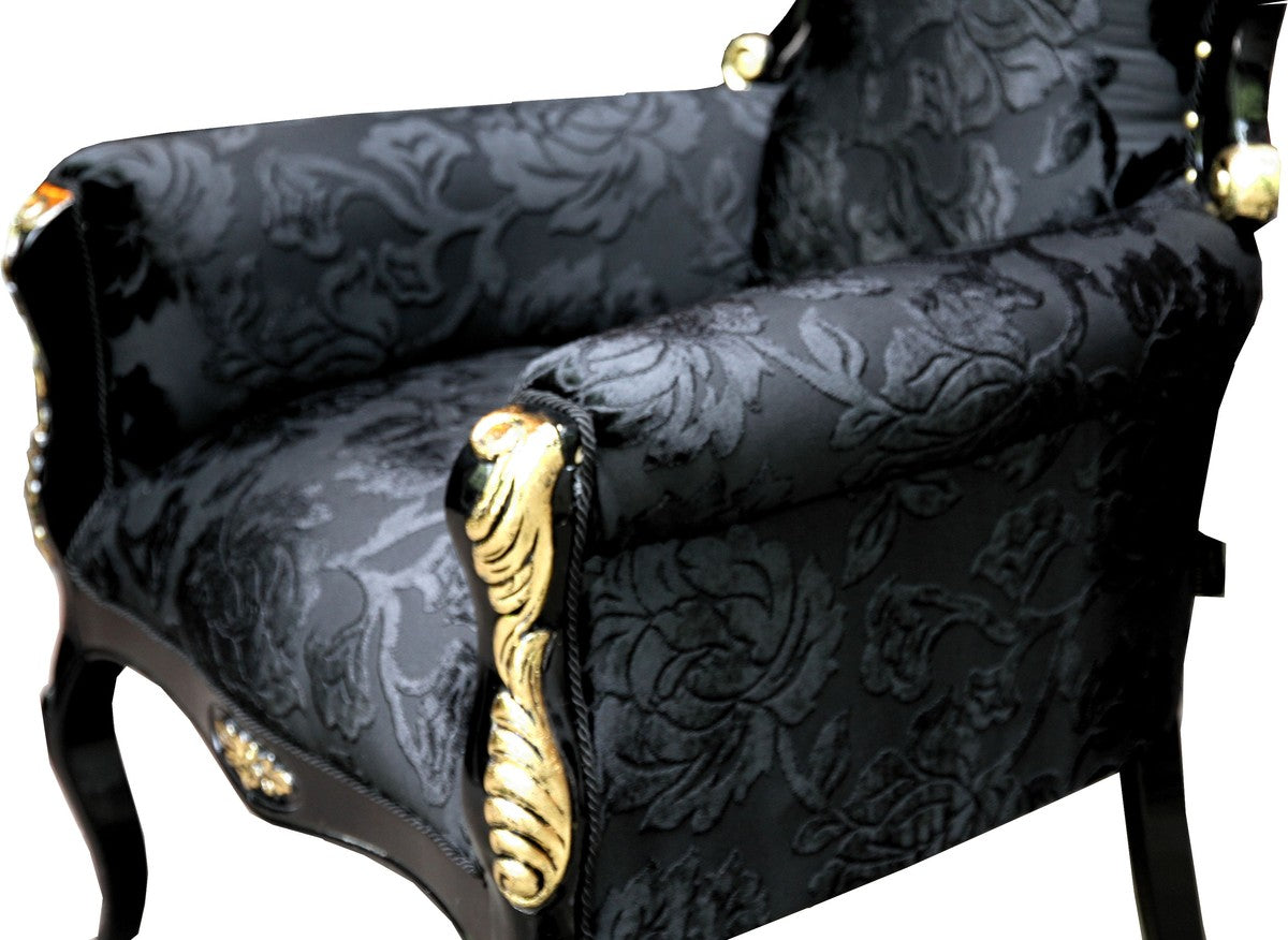 Pompöös by Luxus Barock Sessel Bergere Schwarz Muster / Gold - Pompööser Barock Sessel designed by Harald Glööckler