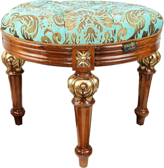 Pompöös by Luxus Barock Sitzhocker Rund Rot Muster / Braun Gold - Pompööser Barock Hocker designed by Harald Glööckler