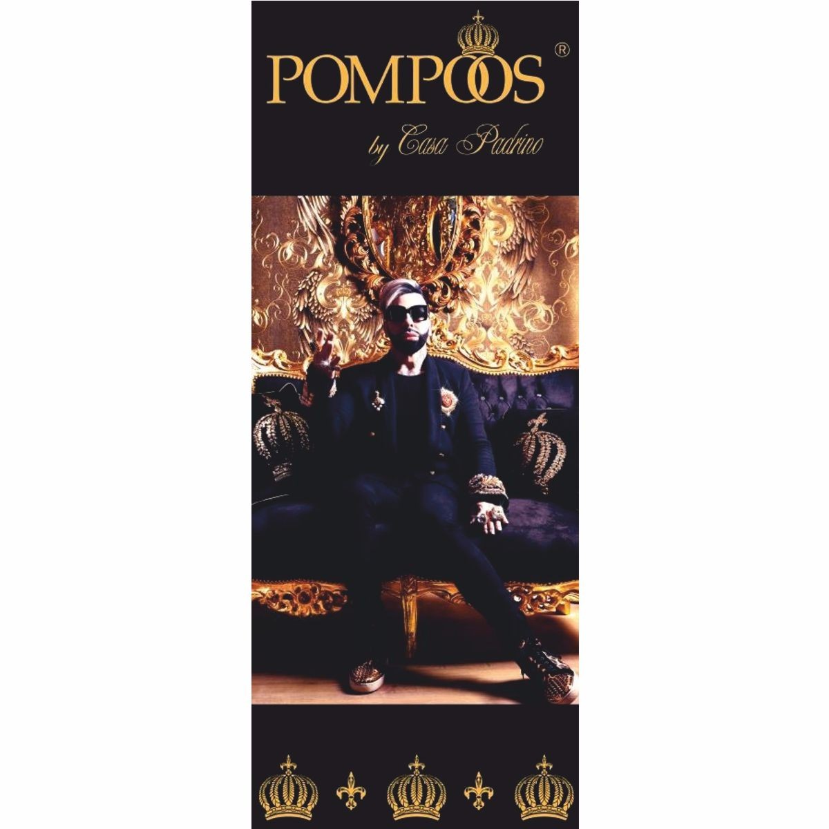 Pompöös by Luxus Barock Sitzhocker Rund Gold / Rot Muster / Braun / Gold