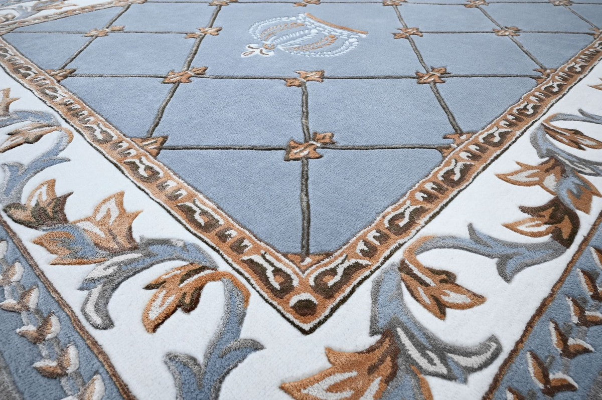 Pompöös by Luxus Barock Teppich Krone von Harald Glööckler Blau 200 x 300 cm