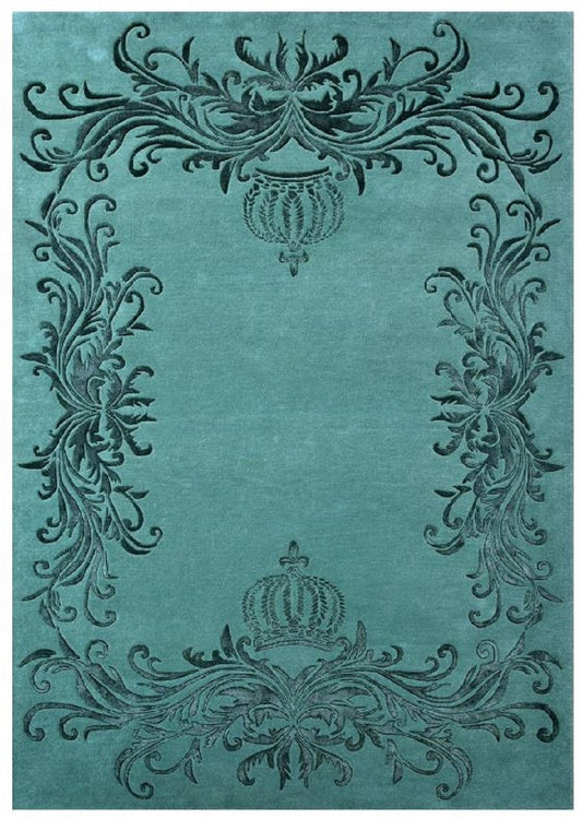 Pompöös by Luxus Barock Teppich Krone von Harald Glööckler Grün 200 x 300 cm