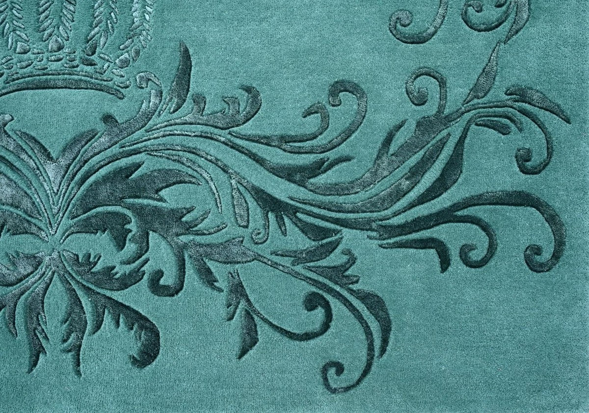 Pompöös by Luxus Barock Teppich Krone von Harald Glööckler Grün 200 x 300 cm