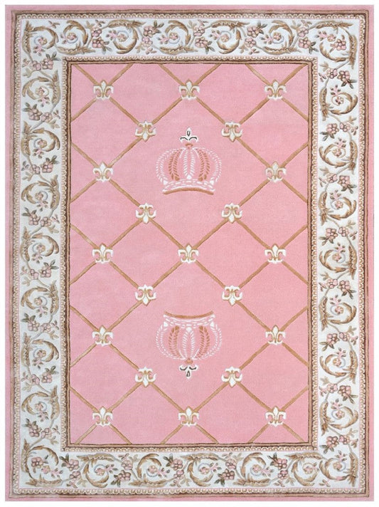 Pompöös by Luxus Barock Teppich Krone von Harald Glööckler Rosa / Weiß / Braun 200 x 300 cm