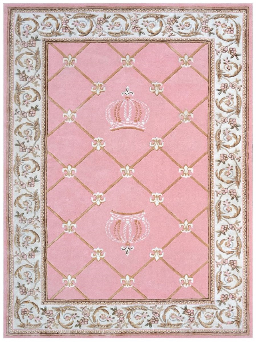 Pompöös by Luxus Barock Teppich Krone von Harald Glööckler Rosa / Weiß / Braun - Verschiedene Größen