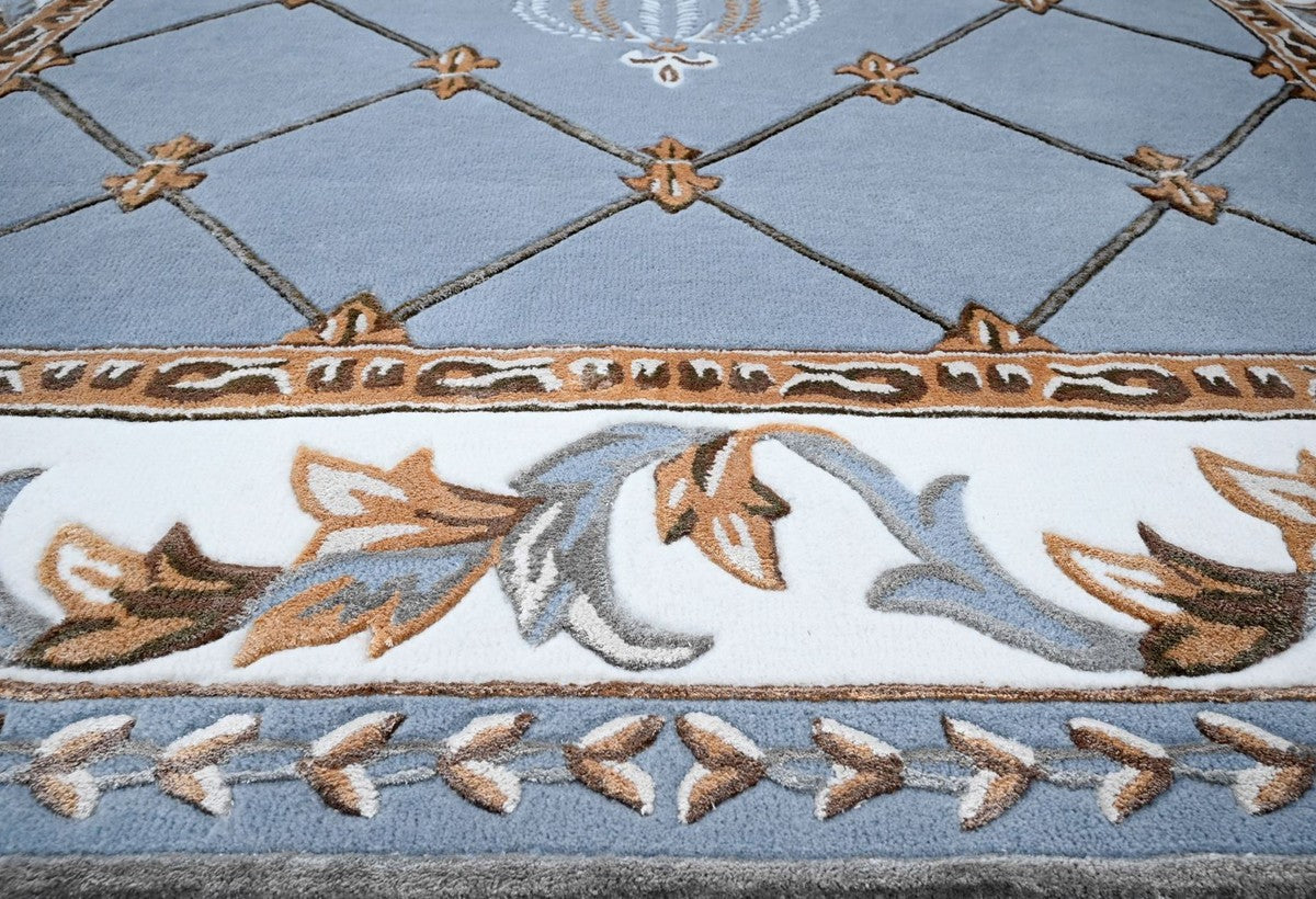 Pompöös by Luxus Barock Teppich Krone von Harald Glööckler Blau - Verschiedene Größen