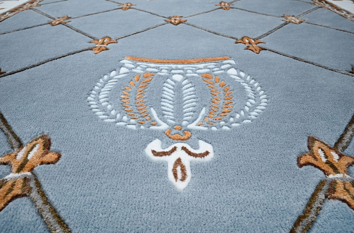 Pompöös by Luxus Barock Teppich Krone von Harald Glööckler Blau - Verschiedene Größen