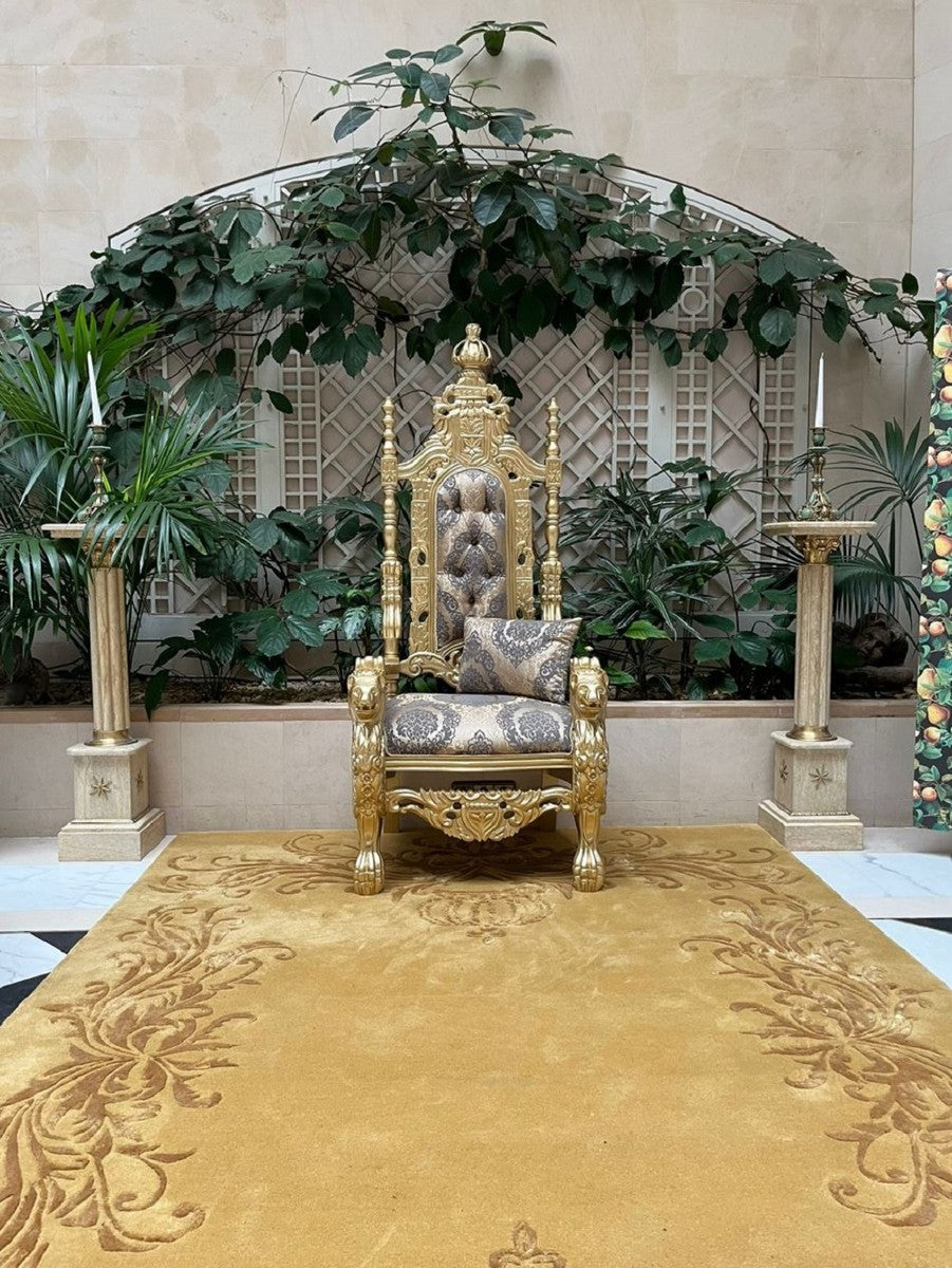 Pompöös by Luxus Barock Thron Sessel Provence Gold / Grau / Gold - designed by Harald Glööckler