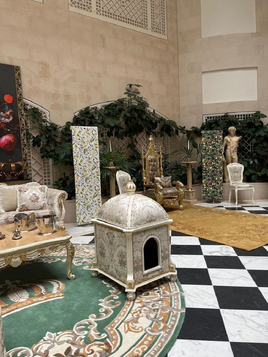 Pompöös by Luxus Barock Thron Sessel Provence Gold / Grau / Gold - designed by Harald Glööckler