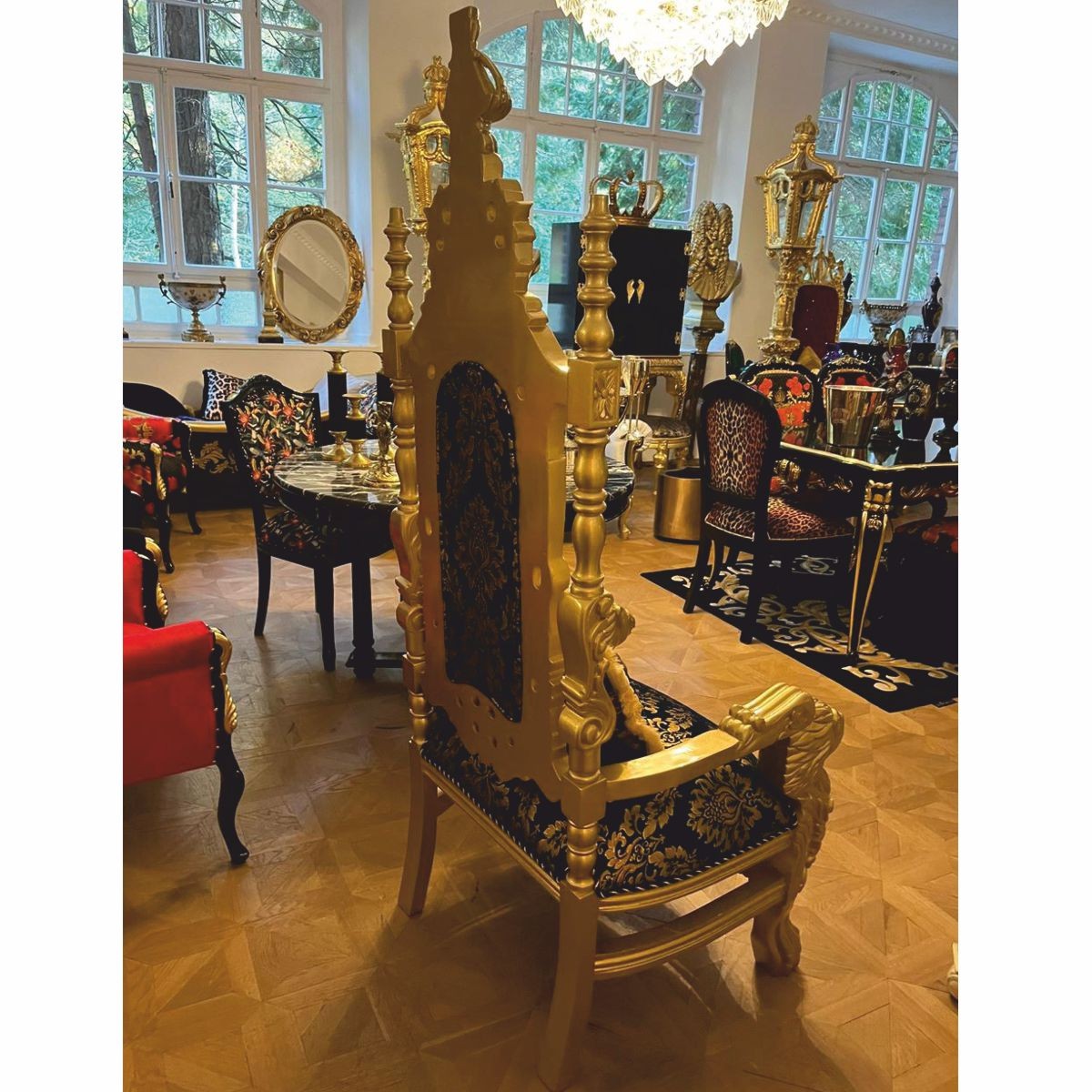 Pompöös by Luxus Barock Thron Sessel Provence Schwarz / Gold - designed by Harald Glööckler