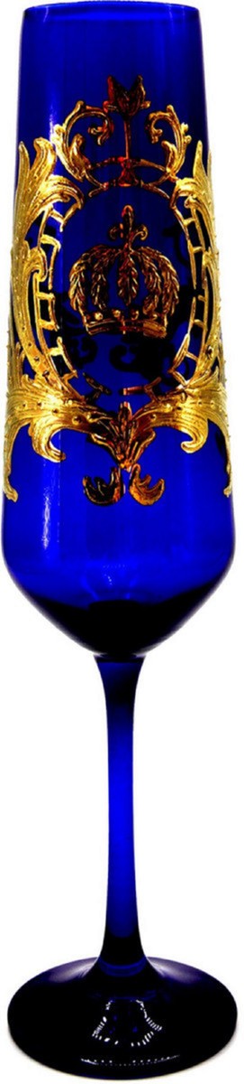 Pompöös by Luxus Champagnerglas Set Bordeauxrot / Dunkelgrün / Royalblau Ø 6 x H. 25 cm - Champagnergläser mit 24 Karat Vergoldung - Pompööse Gläser designed by Harald Glööckler