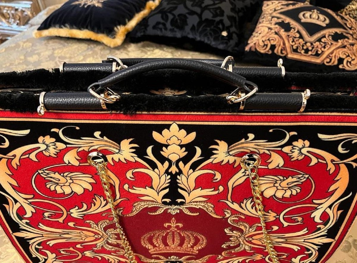 Pompöös by Luxus Damen Handtasche Krone und Glitzersteine Rot / Schwarz / Gold 43 x H. 43 cm - designed by Harald Glööckler