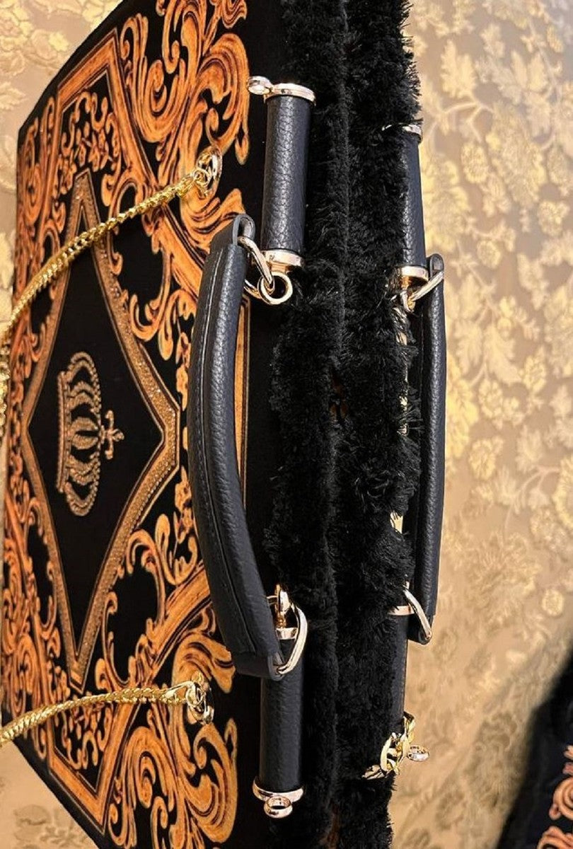 Pompöös by Luxus Damen Handtasche Krone und Glitzersteine Schwarz / Gold 43 x H. 43 cm - designed by Harald Glööckler