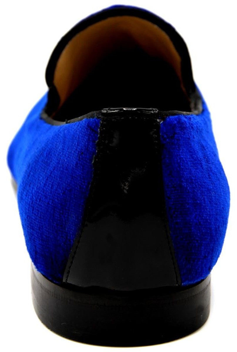 Pompöös by Luxus Samt Slipper Krone Royalblau / Gold - Verschiedene Schuhgrößen - designed by Harald Glööckler