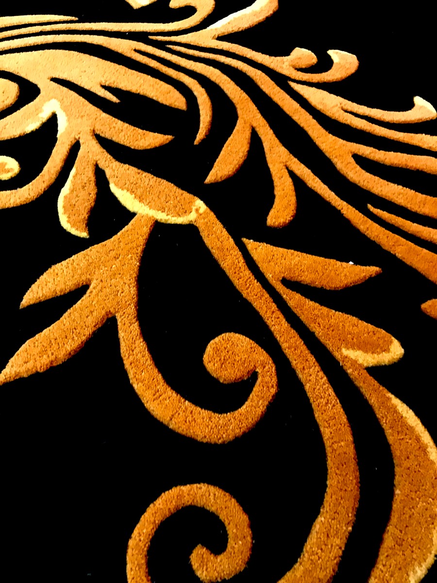 Pompöös by Luxus Teppich von Harald Glööckler 160 x 230 cm Krone Schwarz / Gold - Barock Design Teppich - Handgewebt aus Wolle