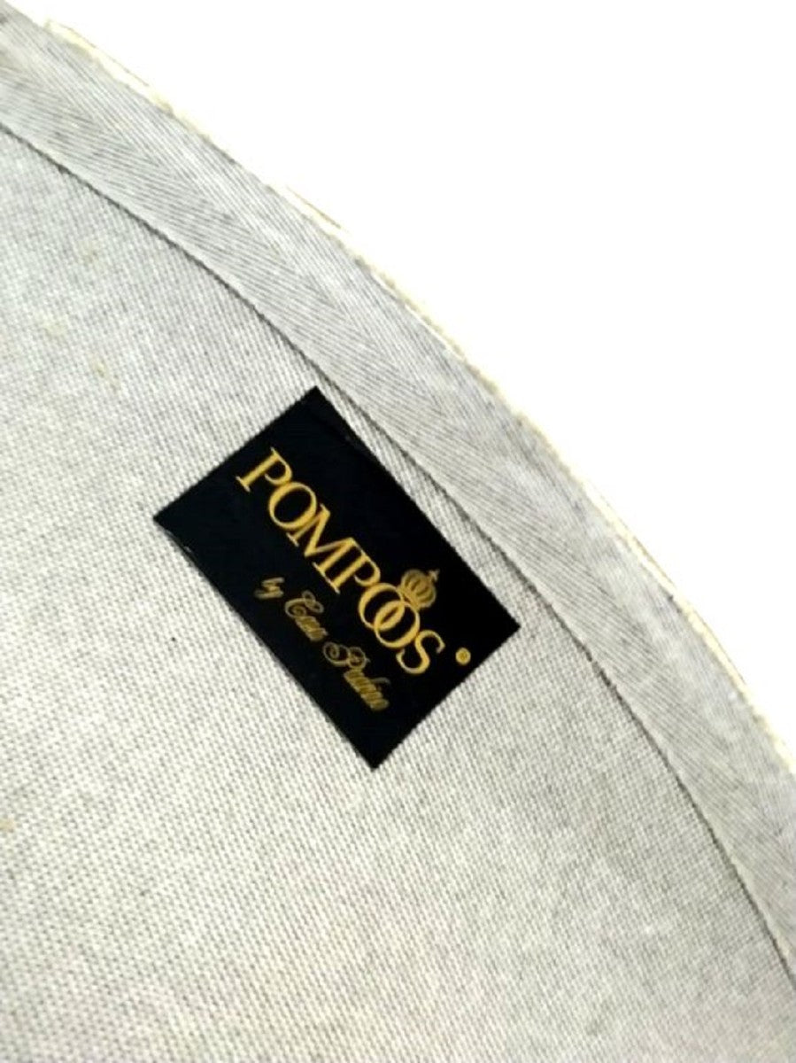 Pompöös by Luxus Teppich von Harald Glööckler Krone Creme / Gold Ø 260 cm - Runder Barock Design Teppich - Handgewebt aus Wolle