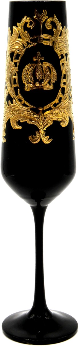 Pompöös by Luxus Champagnerglas mit 24 Karat Vergoldung Schwarz / Gold Ø 6 x H. 25 cm - Pompööses Champagnerglas designed by Harald Glööckler