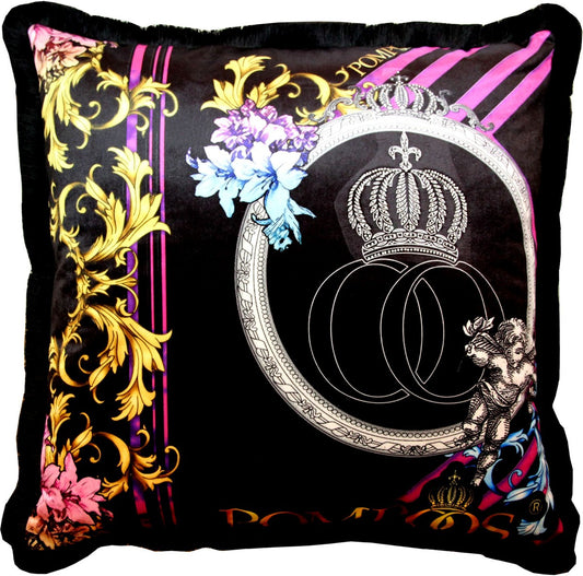 Riesiges XXL Luxus Barock Kissen Purple / Black Pompöös by von Harald Glööckler 80 x 80 cm mit funkelnden Glitzersteinen