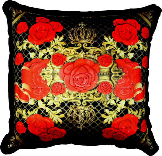 Riesiges XXL Luxus Barock Kissen Roses Pompöös by von Harald Glööckler 80 x 80 cm mit funkelnden Glitzersteinen