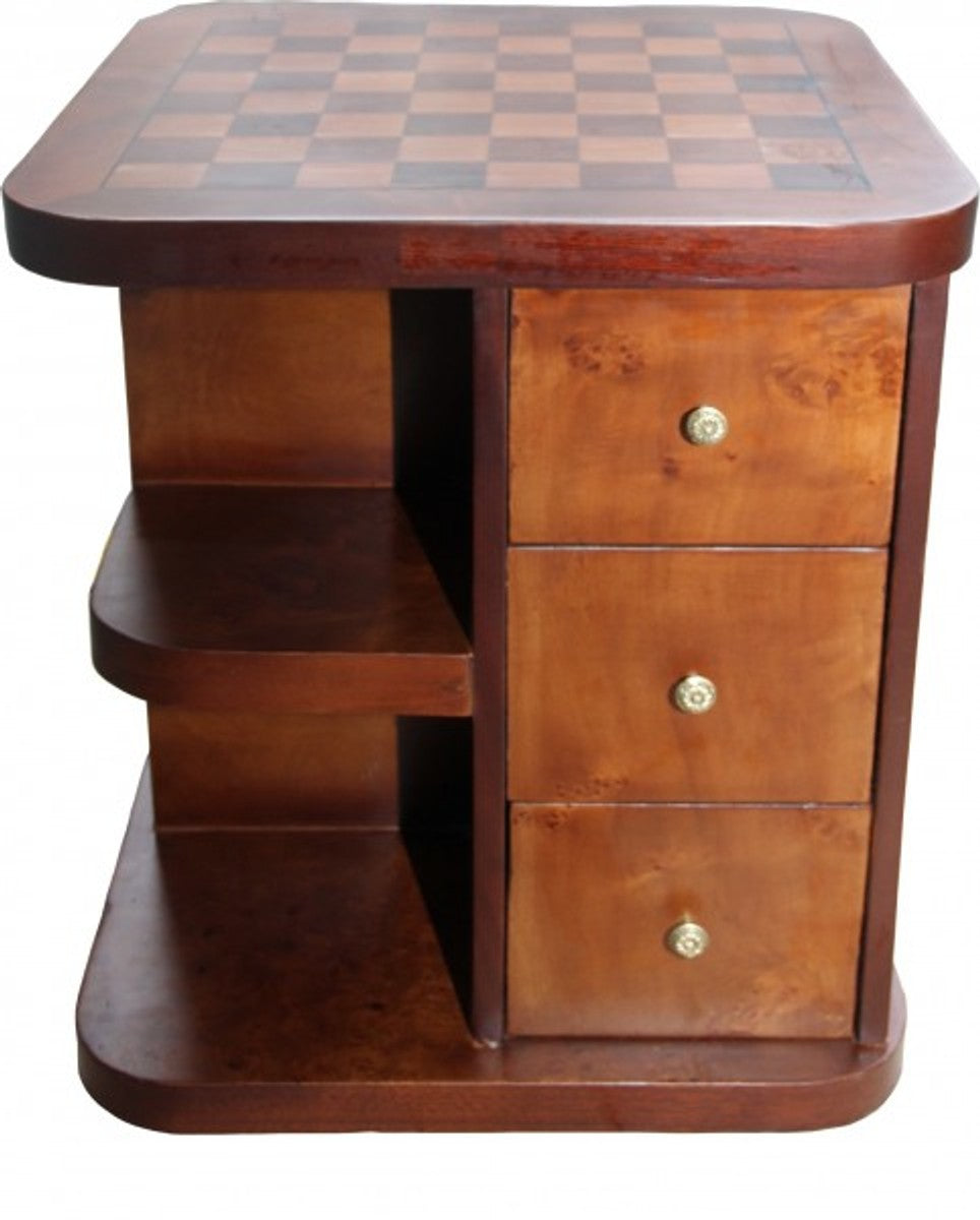 Art Deco Spieltisch Schach / Dame Mahagoni Mod2 L 50 x B 50 x H 55 cm - Möbel Antik Stil Barock
