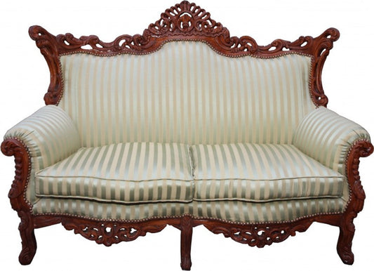 Barock 2-er Sofa Master Jadegrün / Braun Mod3 - Wohnzimmer Couch Möbel Lounge