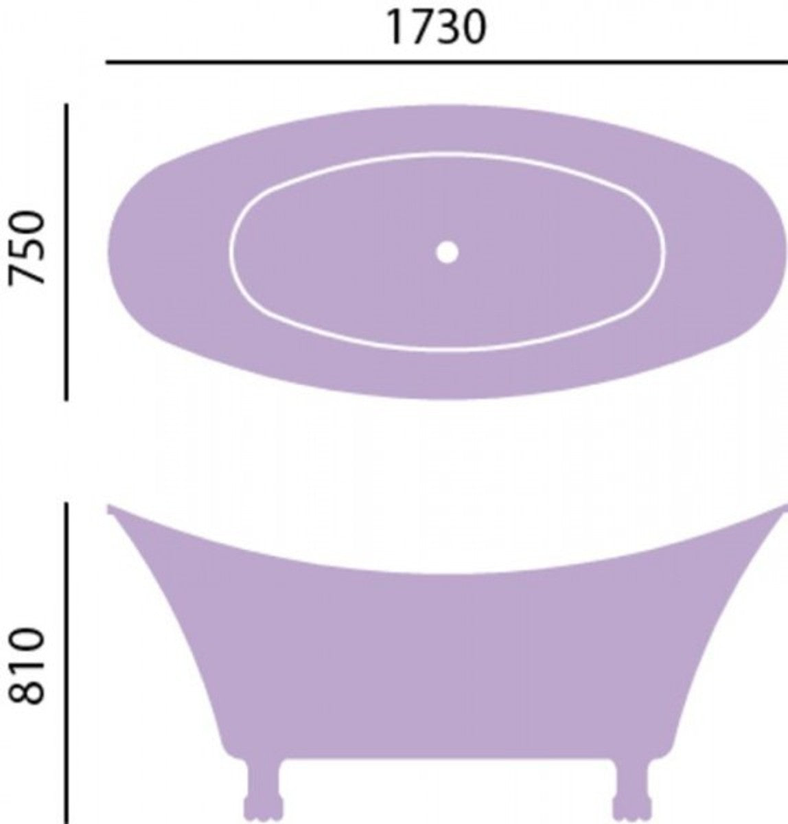 Jugendstil Badewanne freistehend Kupfereffekt Modell He-Lyd 1730mm - Freistehende Retro Antik Badewanne Barock Stil