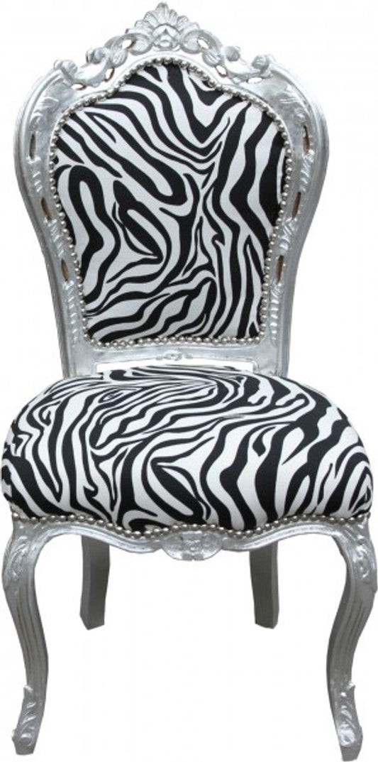 Barock Esszimmer Stuhl Zebra/Silber Mod2 - Möbel - Barockmöbel