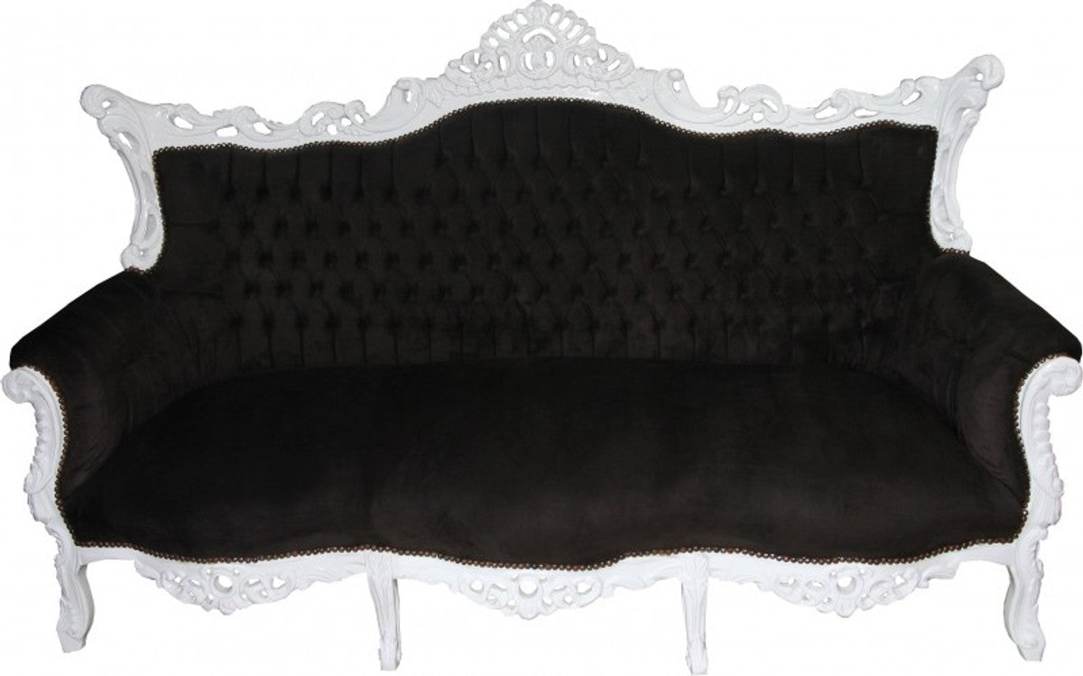 Barock Wohnzimmer Set Master Schwarz/Weiss - 3er Sofa+2er Sofa + 1 Sessel