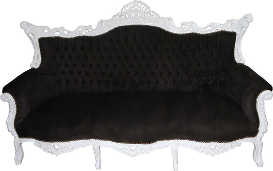 Barock 3-er Sofa Master Schwarz / Weiß - Wohnzimmer Möbel Couch Lounge - Limited Edition