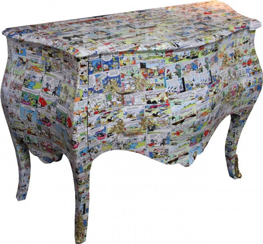 Barock Kommode Comic Design 130 cm, Mod3 - Handgefertigt aus Massivholz - Limited Edition